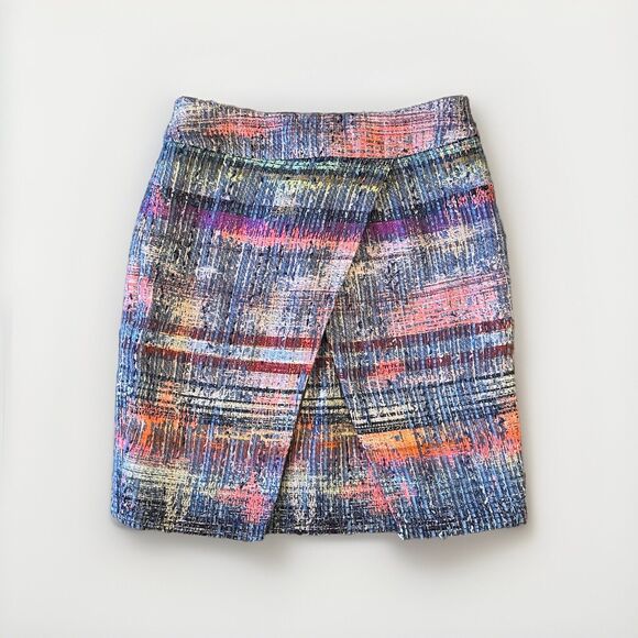 Emporio Armani Women’s Multicolor Tweed Woven Mini Skirt Neon Pink Blue Sz 38 - Picture 1 of 6
